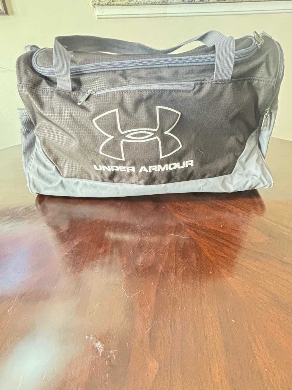 Under Armour Black and Light Gray Duffel Bag with Logo